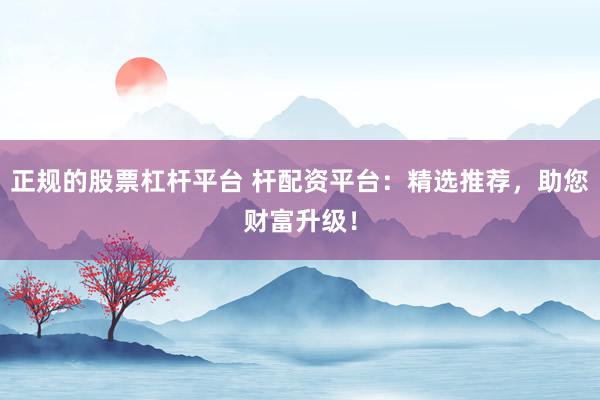 正规的股票杠杆平台 杆配资平台：精选推荐，助您财富升级！