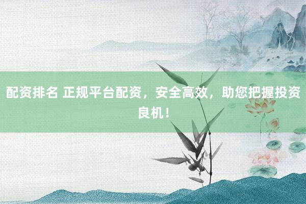 配资排名 正规平台配资，安全高效，助您把握投资良机！
