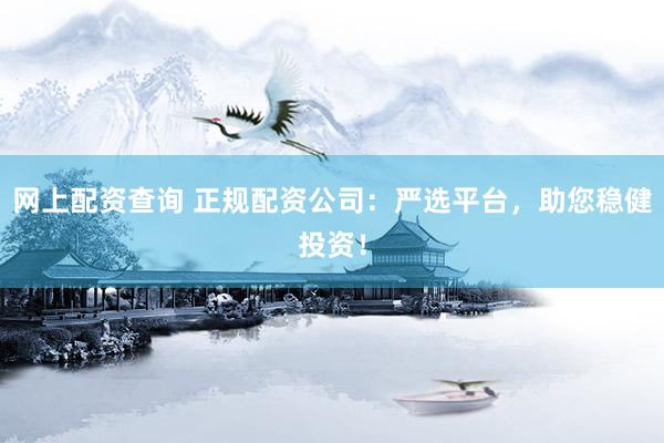 网上配资查询 正规配资公司：严选平台，助您稳健投资！