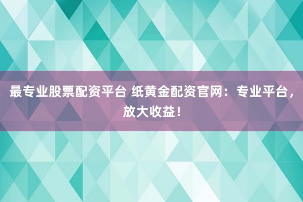 最专业股票配资平台 纸黄金配资官网：专业平台，放大收益！
