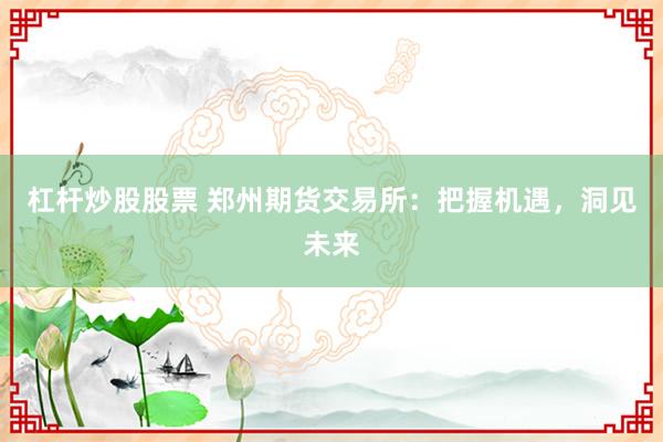 杠杆炒股股票 郑州期货交易所：把握机遇，洞见未来