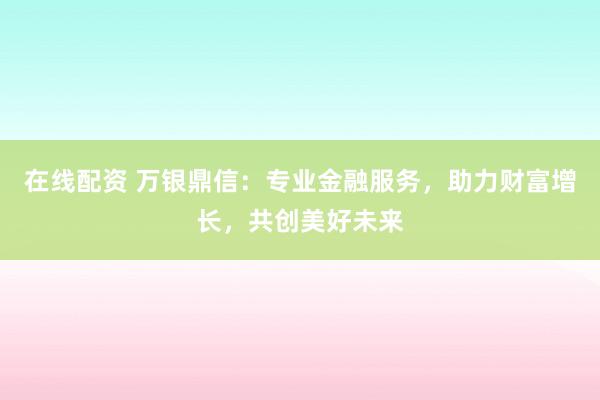 在线配资 万银鼎信:专业金融服务,助力财富增长,共创美好未来