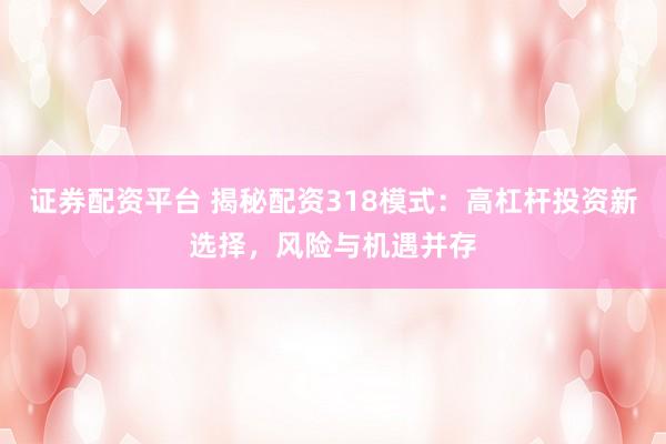 证券配资平台 揭秘配资318模式:高杠杆投资新选择,风险与机遇并存