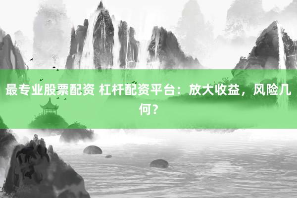 最专业股票配资 杠杆配资平台：放大收益，风险几何？