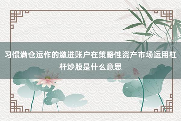 习惯满仓运作的激进账户在策略性资产市场运用杠杆炒股是什么意思