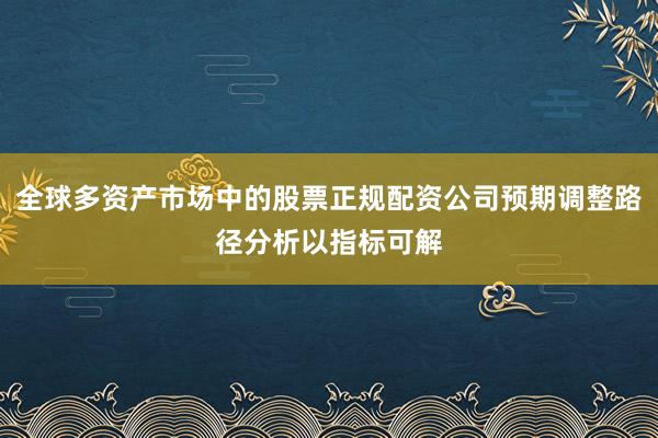 全球多资产市场中的股票正规配资公司预期调整路径分析以指标可解