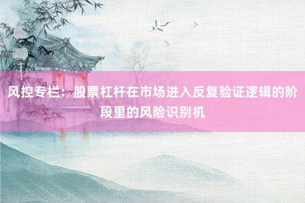 风控专栏:股票杠杆在市场进入反复验证逻辑的阶段里的风险识别机