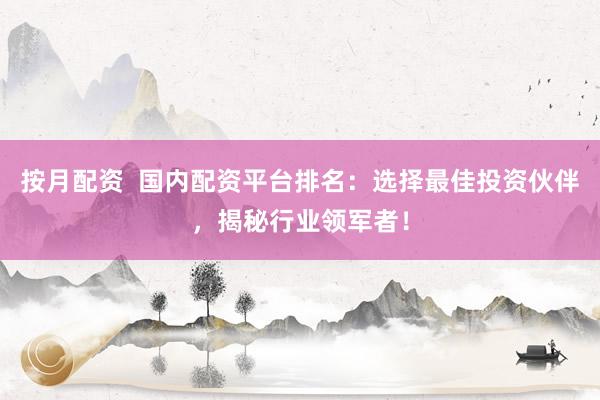 按月配资  国内配资平台排名：选择最佳投资伙伴，揭秘行业领军者！