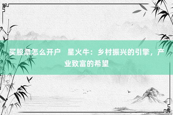 买股票怎么开户   星火牛：乡村振兴的引擎，产业致富的希望