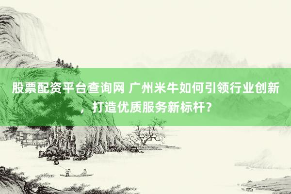 股票配资平台查询网 广州米牛如何引领行业创新,打造优质服务新标杆?
