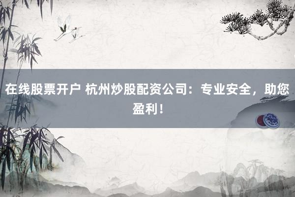 在线股票开户 杭州炒股配资公司：专业安全，助您盈利！